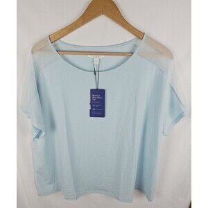 Honeylove NWT Size XL BlissWear Short Sleeve Top Shirt Blue Sleep Lounge Pajama